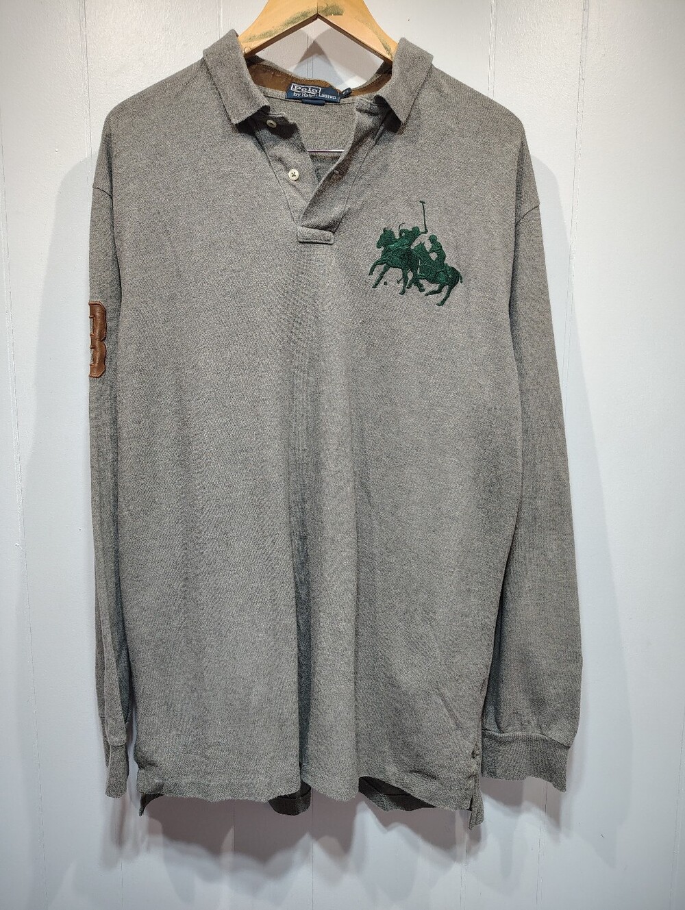 Polo Ralph Lauren Triple Pony Rugby Shirt Gray Size XL